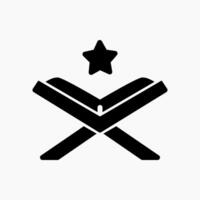 Design Illustration graphic of opened Al Quran icon with glyph style. Suitable for UI, mobile design, web design, etc. vector