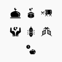 Design Illustration graphic of ramadan set icon icon with glyph style. Suitable for UI, mobile design, web design, etc. vector