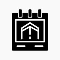 Design Illustration graphic of islamic calendar icon with glyph style. Suitable for UI, mobile design, web design, etc. vector