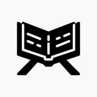 Design Illustration graphic of reading Al Quran icon with glyph style. Suitable for UI, mobile design, web design, etc. vector