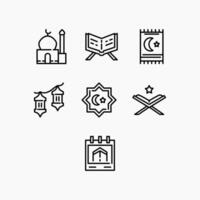 Design Illustration graphic of islamic set icon with line style. Suitable for UI, mobile design, web design, etc. vector