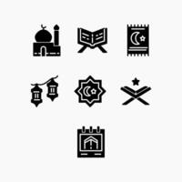 Design Illustration graphic of islamic set icon with glyph style. Suitable for UI, mobile design, web design, etc. vector