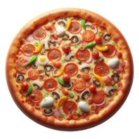 pizza with different toppings on a transparent background png