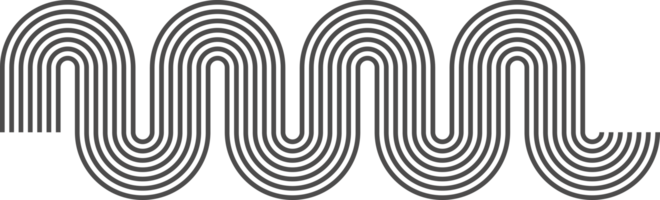 Abstract shape with line pattern. Retro geometric wave. Organic graphic element and curved modern figure. Simple minimalistic aesthetic stripe png