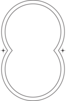 Aesthetic frame and shape with stars. Minimal y2k outline graphic design with sparkles. Abstract arch border. Trendy geometric template png