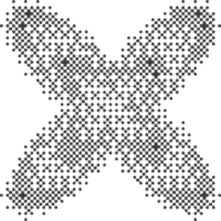 Pixel pattern shape. Textured star element with bitmap Y2k dither gradient. Retro computer game graphic effect. Halftone grunge illustration png