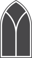 Gothic church window. Cathedral stained glass arch. Frame with pattern. Element of catholic medieval architecture. Old vintage frame silhouette. png