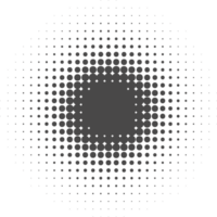 Dotted halftone abstract shape. Blurred shadow. Graphic element, circular organic blob with gradation effect. png