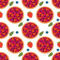 Forest berry pie seamless pattern. Pattern for Hello Autumn, Thanksgiving Day. World Pie Day or bakery design . Baking, pastry illustration in flat style vector