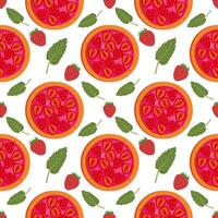 Strawberry pie seamless pattern. Pattern for Hello Autumn, Thanksgiving Day. World Pie Day or bakery design . Baking, pastry illustration in flat style vector
