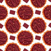 Chocolate pie seamless pattern. Pattern for Hello Autumn, Thanksgiving Day. World Pie Day or bakery design . Baking, pastry illustration in flat style vector
