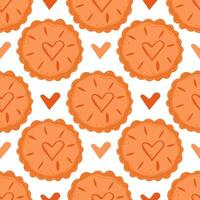 Fruit pie seamless pattern. Pattern for Hello Autumn, Thanksgiving Day. World Pie Day or bakery design . Baking, pastry illustration in flat style vector