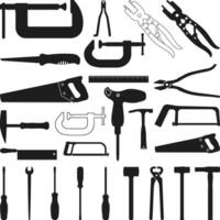 Set Ironworker Tools Vectors Silhouette, Ironworker Tools Bundle, Hand Tools Set Illustration file