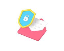 Message security email safe service antivirus system 3d icon realistic illustration vector
