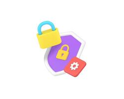 Data information security settings protection technology 3d icon realistic illustration vector