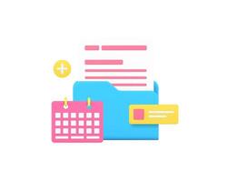 Deadline business workflow file document schedule 3d icon realistic illustration vector