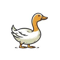 Duck standing on land in a playful cartoon style vector