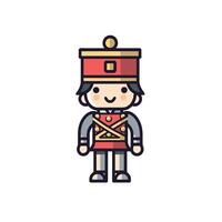 Toy soldier character in festive attire for decoration vector