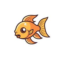 Cute, cartoon-style goldfish swimming in water vector