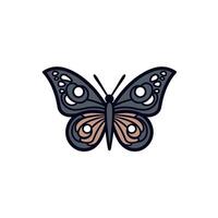 Black and white butterfly with intricate patterns vector