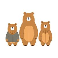Three friendly bears in a row vector