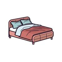 Cozy double bed with soft pillows vector