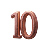 Rose Gold Number Ten 3D Render High Resolution Sparkling Texture Design png