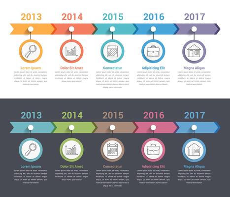 Two timeline infographics templates