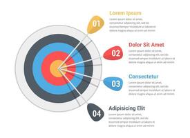Target with four arrows with numbers and text, infographic template, vectpr eps10 illustration vector