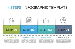 Infographic template with 4 steps with line icons vector