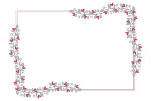 Rectangular Borders Frame With Love Pink Fuchsia Flowers vector