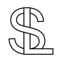 Logo sign sl ls icon, double letters logotype l s vector