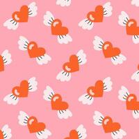 Girly seamless pattern with heart with wings. Illustration for notebook, textile, wallpaper, tshirt fir Valentines day vector