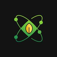 Atom energy and leaf icon solid gradient, free energy, ecology, renewable and green energy concept. Gradient Solid icon. vector