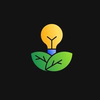 Lamp Bulb and leaf icon solid gradient, free energy, ecology, renewable and green energy concept. Gradient Solid icon. vector