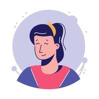Friendly female avatar with ponytail and simple headband style vector