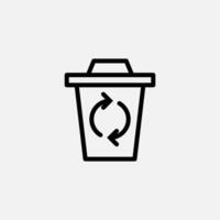 Recycle Trash can icon line, free energy, ecology, renewable and green energy concept. Linear and lineart icon. vector