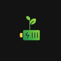 Battery and sprout leaf icon solid gradient, free energy, ecology, renewable and green energy concept. Gradient Solid icon. vector