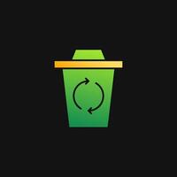 Recycle Trash can icon solid gradient, free energy, ecology, renewable and green energy concept. Gradient Solid icon. vector