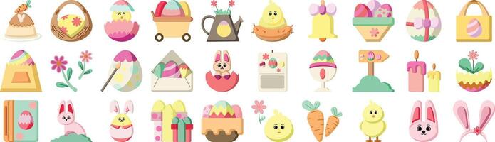 Modern monochrome flat icon set for easter day event vector
