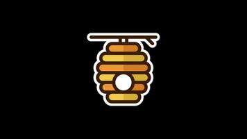 Beehive sticker animation. Sticker on bee theme. Simple beekeeping collection theme. Cartoon style. Transparent background with alpha channel video