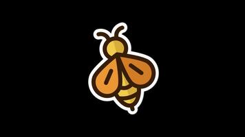 Honey bee sticker animation. Sticker on bee theme. Simple beekeeping collection theme. Cartoon style. Transparent background with alpha channel video