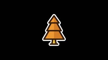 Tree sticker animation. Sticker on bee theme. Simple beekeeping collection theme. Cartoon style. Transparent background with alpha channel video