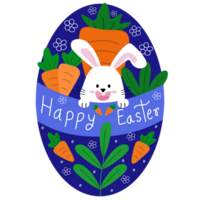 eggs with carrot and cute bunny ,word Happy Easter ,easter day style png