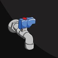 illustration of water faucet design with blue faucet handle head. vector