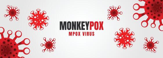 Minimalist Monkeypox virus awareness banner with white background, red particles, and clean typography for healthcare campaigns vector