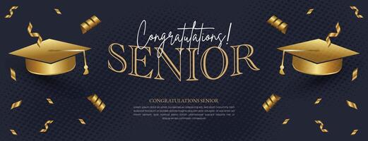 Senior design with a golden cap and celebratory elements, perfect for graduation events vector