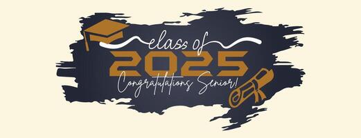 Creative Class of 2025 design with graduation cap and bold colors for celebration events vector