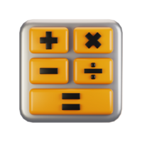 3d rendering general user interface icon concept. 3d render calculator icon png