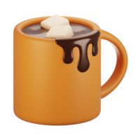 3d rendering autumn icon concept. 3d render hot chocolate icon png